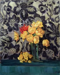 „Virágok, sárga feketén”, Alexander Gaush (1873-1947) festménye, 1916 körül, Regionális Művészeti Galéria, Vologda