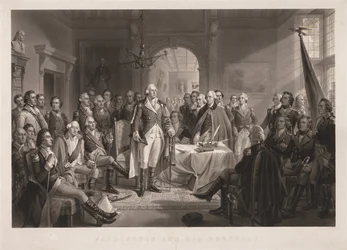 Washington és tábornokai Keyvel.