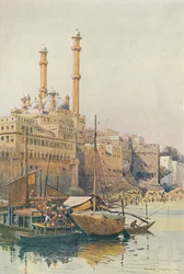 A Ghats Below Aurangzebs Mecset, Benares, 1880 1905.