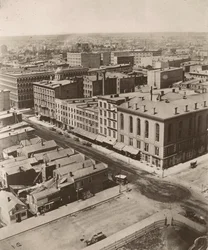 Kilátás északnyugatra a chicagói bíróság kupolájából, 1858-ban