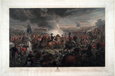 A waterlooi csata - Sauerweid, Alekszandr Ivanovics (1783-1844) - 1819 - Rézkarc, akvarell - 61,6x91,3 - Magángyűjtemény