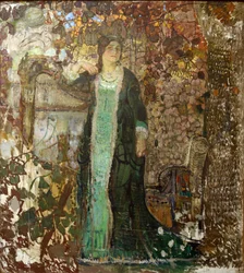 Hárfás. Tatiana Sergeevna Bartseva (1886-1984) portréja, par Savinov, Alekszandr Ivanovics (1881-1942)