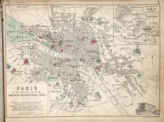 Párizs térképe a francia forradalom kitörésekor, 1789, kiadta William Blackwood and Sons, Edinburgh és London, 1848