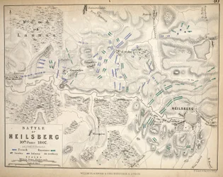 A Heilsberg térképe, kiadó: William Blackwood and Sons, Edinburgh és London, 1848 (kézzel színezett metszet)