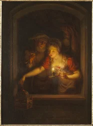 Egy nő égő gyertyával, 1818