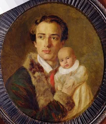 Herzen Sándor portréja fiával, 1840