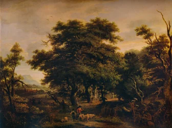 Erdős táj, alakokkal és juhokkal, c1805