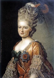 A nagy orosz hercegnő, Mária Fedorovna portréja, amelyet Alekszandr Roslin (1718-1793) svéd festő készített 1777-ben.
