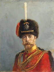 Tanulmány II. Miklós császár portréjához, az őrhuszárezred főnöke, 1908 körül