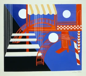 Kísérleti díszlet, illusztráció Alexandra Exter „Maquettes de Theatre” című művéből, 1920-as években (litho)