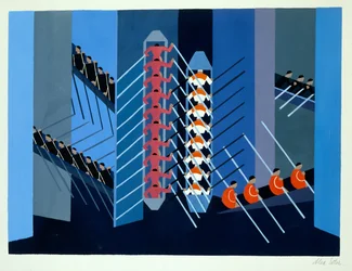 Kísérleti díszlet, illusztráció Alexandra Exter „Maquettes de Theatre” című művéből, 1920-as években (litho)