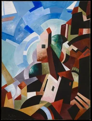 Olasz város a tenger mellett, 1917 körül (olaj és tempera, vászon)