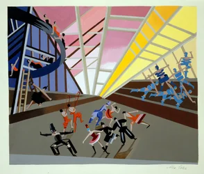 Díszlet egy baletthez, Alexandra Exter „Maquettes de Theatre” című illusztrációja, 1920-as években (litho)