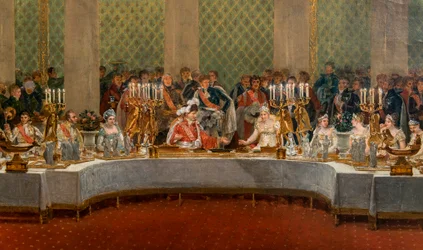 Bonaparte Napóleon (1769-1821) és Marie-Louise de Habsburg-Lotaringia (1791-1847) lakoma 1810 - Részlet: I. Napóleon és Marie-Louise esküvőjének ünnepe a Palais des színházában Tuileries, április 2