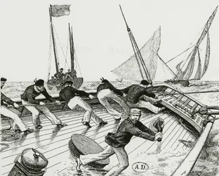 Vitorlás verseny: Le turn du Bateau-Buoée - A. Brun rajza, Bibl. az Arts deco.