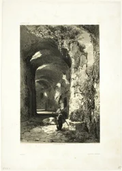 Amfiteátrum romja Pouzzoles-ban (Nápolyi Királyság), 9. tábla az Oeuvres de A. Calame-ből