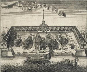 A szentpétervári Admiralitás Hajógyár képe, 1717