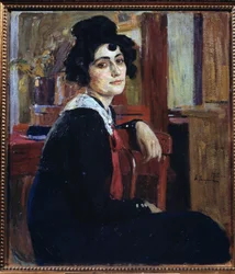 Egy francia nő (A Frenchwoman). Alekszej Mihajlovics Korin (Korine) (1865-1923) festménye, olaj, vászon