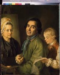 Alekszej P.Antropov (1716-1795) művész portréja fiával (Alexei P.Antropov művész portréja fiával). Petro Szemjonovics Drozdin (1745-1805) festménye, olaj, vászon