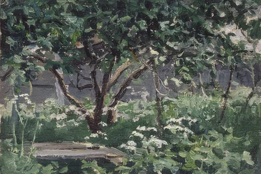 A kert egyik sarka. 1900-10