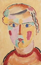 Lány, ragyogó megjelenésű; Egy lány feje, fényes jelenés, 1916