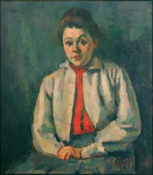 Helene piros mellényben