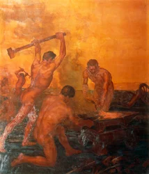 A vasutasok triptichon kovácsa, bal oldali panelje