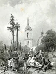 A szmolenszki templom temetője, metszet: E.Smith
