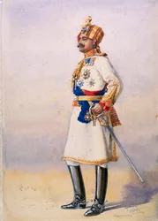 H. H. Maharaja tisztelt ezredes, Sir Ganja Singh, Bahadur of Bikaner, illusztrációja G. F. őrnagy az „India hadseregeihez” MacMunn, 1911-ben jelent meg