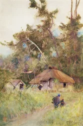 Egy viharos nap Japánban, 1889 körül (akvarell papíron)