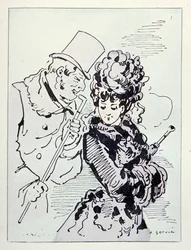 Az aszfalton, illusztráció Les Parisiennes-ből, 1870 körül