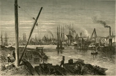 „Philadelphia, from Below the New South-Street-Bridge”, 1874.