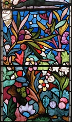 Virágmintás, részlet a keleti ablakból, 1864 (ólomüveg)