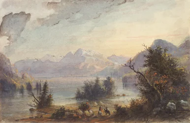Lake Scene, Rocky Mountains, 1837 körül (akvarell, papír)