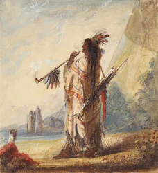 Szabadidő méltósággal a Calumet dohányzása, 1837 körül (ceruza, akvarell és gouache papíron)