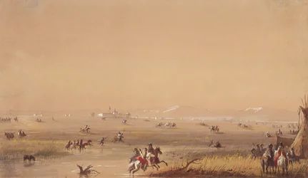 Jelenet Fort Laramie közelében, 1837 körül (ceruza, akvarell és gouache papíron)