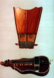 Egy haranghárfa és egy hurdy gurdy, a Hangszerekből (színes litó)