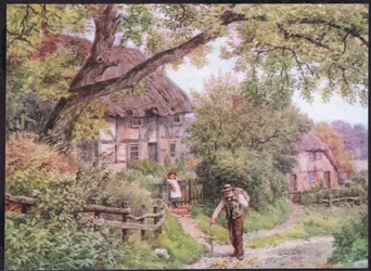 Egy országút mellett Houghtonban, Suffolkban, A vidéki Anglia házai és falusi élete című műből, kiadta a Dent & Sons Limited, 1912