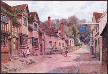 A Dent & Sons Limited által kiadott The Cottages and the Village Life of Rural England című házakban korábban takácsok laktak, Kersey, Suffolk