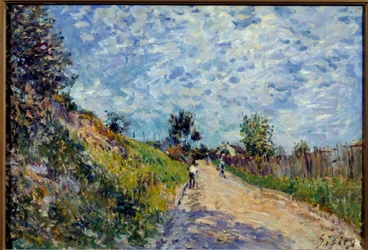 Alfred Sisley (1839-1899) tájfestménye 1870 V. 0,38x0,55 m Lyon, Musee des Beaux Arts