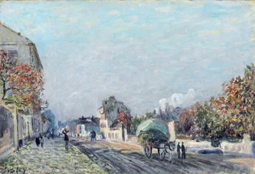 Egy utca Marlyban – Alfred Sisley (1839-1899) festménye, olaj, vászon, 38,1 x 55,9 cm