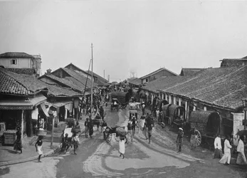 Tipikus utcai jelenet a Native Quartersben, Colombo, 1890, 1910