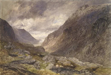 Llanberis-hágó, 1853 körül (akvarell, papír)