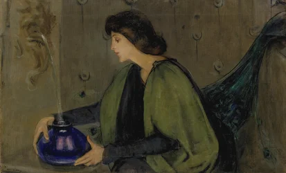 Nő és páva, kb. 1900.