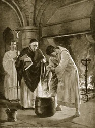 Ítélet forróvizes istenítélettel, illusztráció a „Hutchinson