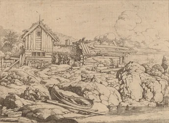 Hajó a folyóparton három kecskével, valószínűleg kb. 16451656.
