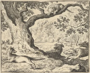Renard hamis történetét követően apját vadászkutyák üldözik Hendrick van..., 1650-75.