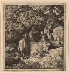 Négy alak egy fa alatt, valószínűleg c. 16451656.