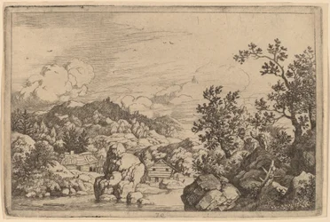 Folyóból kiálló nagy szikla, valószínűleg c. 16451656.