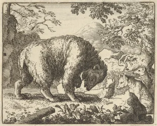 Renard megígéri a Medvének, hogy elviszi egy olyan helyre, ahol mézet talál, 1650-75.